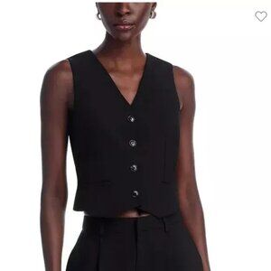 AQUA NEW Black button front Vest Bloom Exclusive size Small